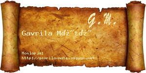Gavrila Máté névjegykártya